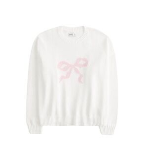 Hollister white knit pink bow sweater - XL